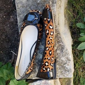 Via Spiga black buckle animal print flats shoes almost new. Size 7.5